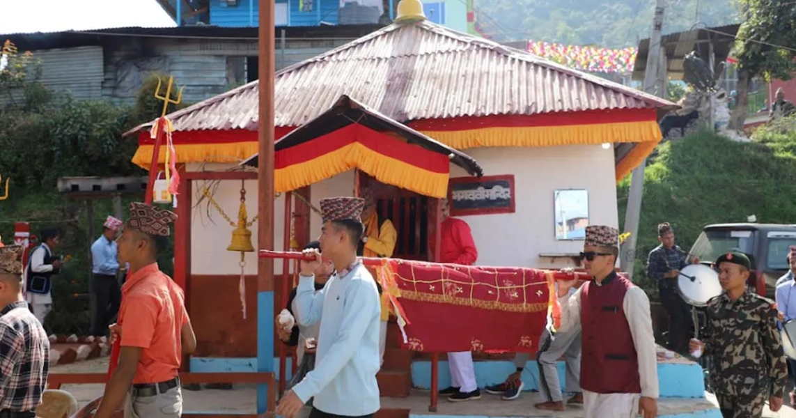 सेनाद्वारा नेपाल एकीकरणको समयमा निर्माण भएकाे निशान भगवती मन्दिरको जीर्णोद्धार